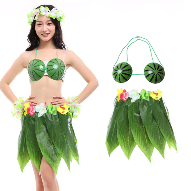 Hawaii imitation leaf skirt leaf skirt savage costume environmental adult male and female performance props hula suit