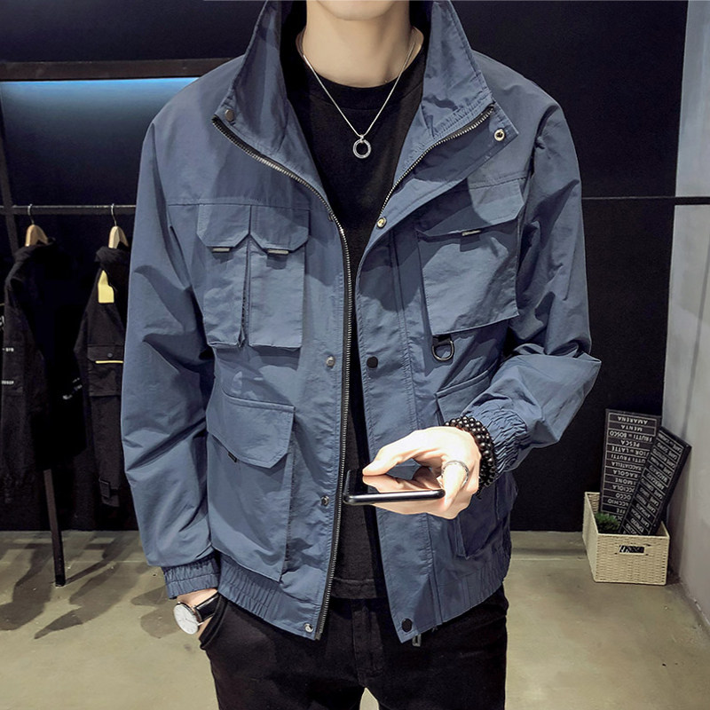 Autumn jacket men's Korean version boutique trend youth tooling casual jacket men's top trendy brand fashion men's clothing