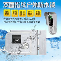 Waterproof stainless steel double-sided fingerprint password swipe card lock aluminum iron outdoor rainproof smart courtyard villa large door lock