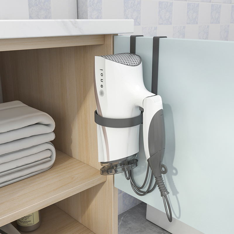 Hair dryer rack dressing room cabinet door storage hair dryer bracket bathroom wall hanging non-perforated blowing rack