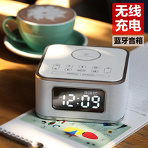 Meishi 2021 new iPhone mobile phone wireless charging mini audio player Home Bluetooth speaker Subwoofer plug u disk radio alarm clock Hotel bedroom gift gift small audio