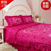 The last 3 sets of clearance rose love romantic cotton bedding four-piece set love thick pink wedding