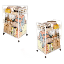Guiqi Under Desk Storage Rack Small Bookshelf Next to Desk Removable Wheeled Trolley Book Book Bag Storage Rack GC