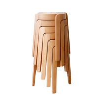 Guiqi solid wood stool household stackable new Chinese round stool windmill stool stool living room dining table chair guest YQ