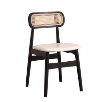 Guiqi French dining chair home living room solid wood back chair wooden stool high-end dining table and chair new rattan soft bag YQ