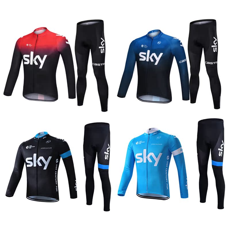 New Pint SKY Spring Autumn Summer Black Red Male's Team Sky Motor Team Climbing Bike Fleet Edition Long Sleeve Riding Suit