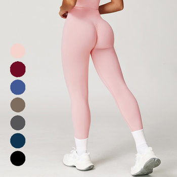 European and american seamless peach butt yoga pants women's summer high waist butt lifting abdominal control fitness pants wear outside running sports pants