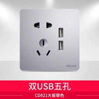Двойной USB с пятью отверстиями (большая пластина 821, серебро)