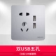 Двойной USB с пятью отверстиями (большая пластина 821, серебро)