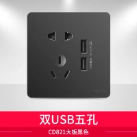 Двойной USB с пятью отверстиями (большая пластина 821, черный)