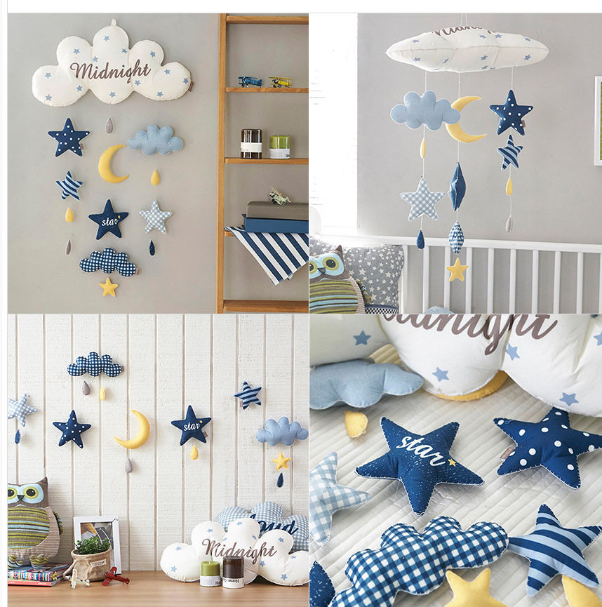 Korean chic clouds Balloon Stars Rocket Wall Decoration Pendant headboard Music Suzuki DIY fabric by hand herself sewn