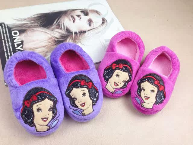 Foreign trade Snow White Autumn and Winter Warm Indoor Home Girls Children's Anti-slip Bags and Cotton Mopping Baby Floor Shoes