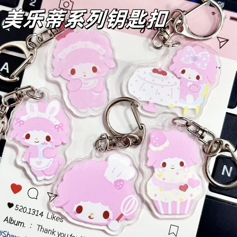 My Melody Keychain Sanrio Merchandise Cute Cartoon Acrylic Pendant Student Backpack Decoration Best Friend Gift