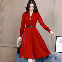 Toast to the bride 2020 spring red dress Back to door Temperament Annual Meeting Gown Lady Banquets Evening Gown Dress dress
