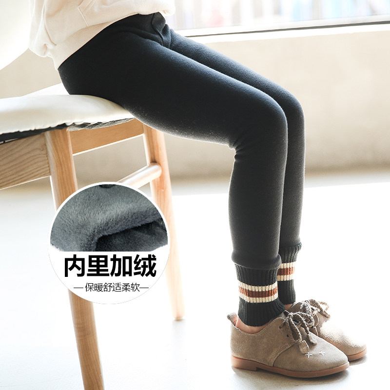 Girls' leggings with velvet and thickening 2022 new winter clothes for big children's elastic all-match pants girls' trousers for outerwear
