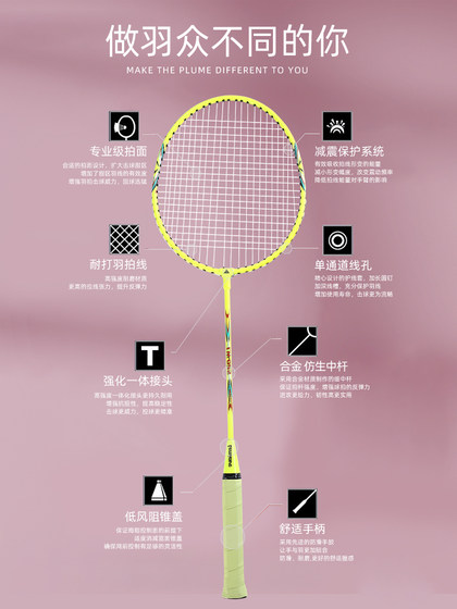 兰威羽毛球拍正品铝铁合金碳素纤维耐用超轻进攻双拍套装羽毛拍