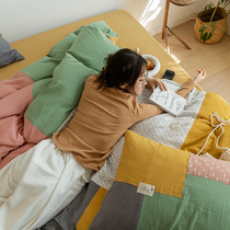 Korean style cotton organic double-layer yarn embroidery hand-stitched four-piece set of skin-friendly soft glutinous cotton bedding
