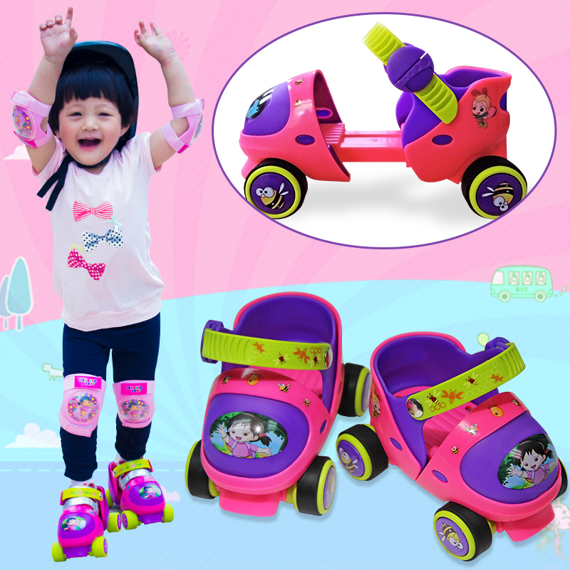 Toddler double row skates Children's roller skates Baby four-wheeled roller skates 2 children 3 years old beginner boy girl