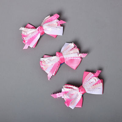 DIY three-dimensional floral fabric clothing accessories and sweet French girl pink headwear with bow handcrafted hairpins