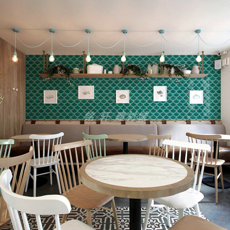 Dragon scale fan-shaped ceramic mosaic tile bathroom fish scale brick powder room background wall bar porch kitchen wall tile