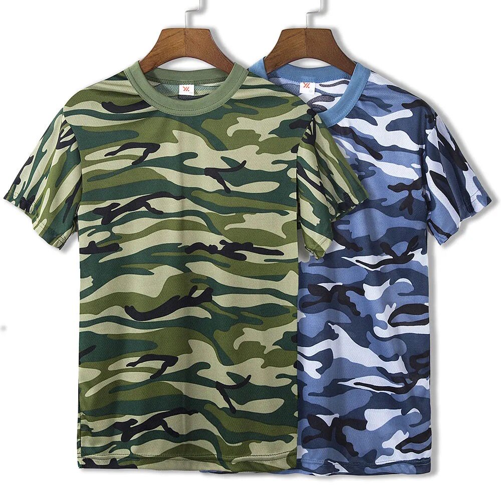 Summer military training short sleeve round collar T-shirt camouflay sweatshirt male and female students summer camp speed dry training mesh breathable