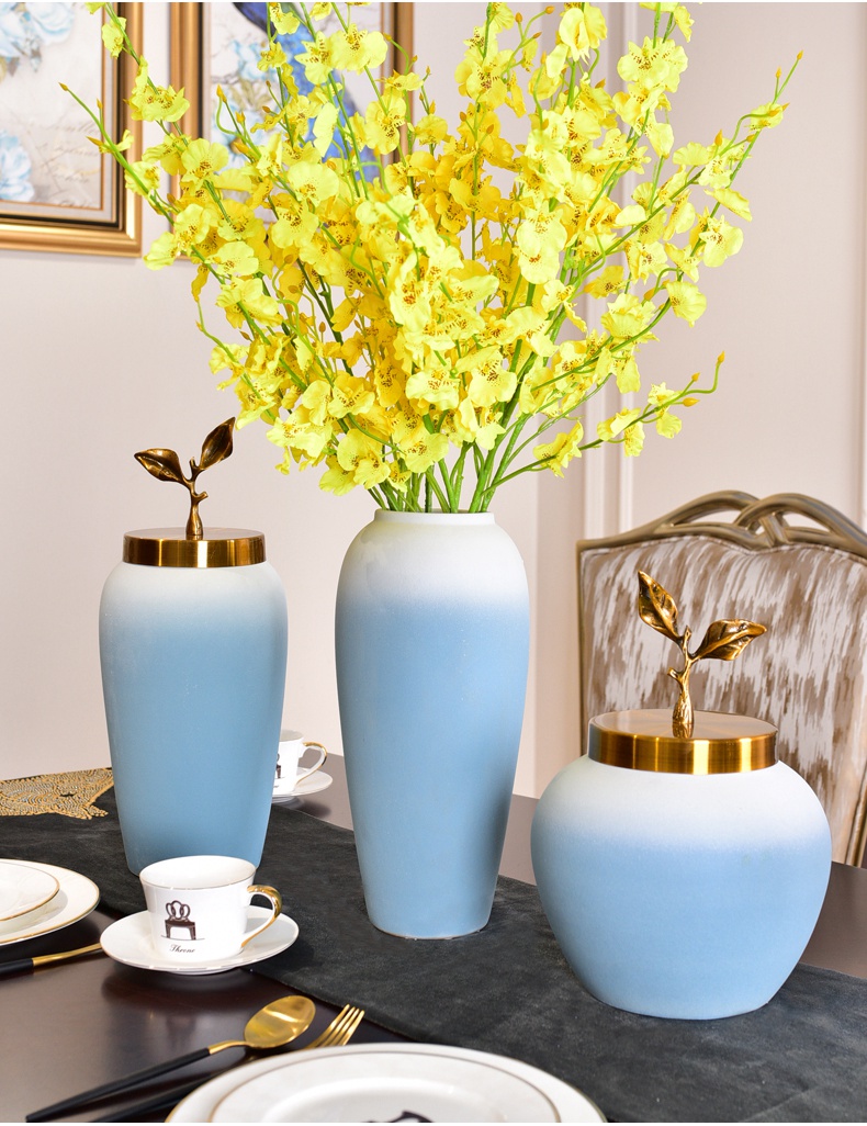 Modern light much creative ceramic vase furnishing articles new Chinese flower arranging jingdezhen sitting room tea table manually large vase