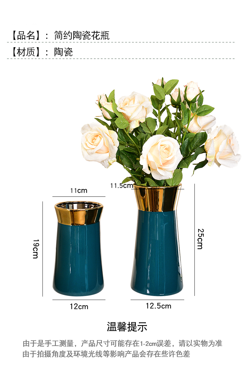 Modern light key-2 luxury ceramic flower bottle hydroponic Jane the sitting room TV ark, simulation vase vase decoration small place