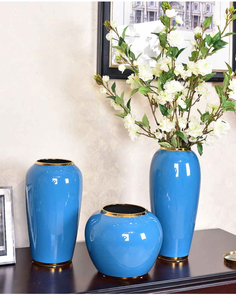 I and contracted sitting room light ceramic vases, new Chinese style key-2 luxury table simulation flower vase furnishing articles home decoration