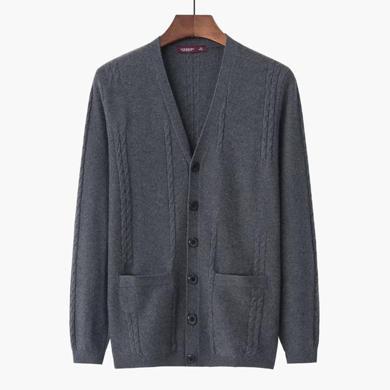Mùa thu và mùa đông Trung niên mặc Bộ đồ của cha Kiểu cổ chữ V cho nam áo khoác bomber