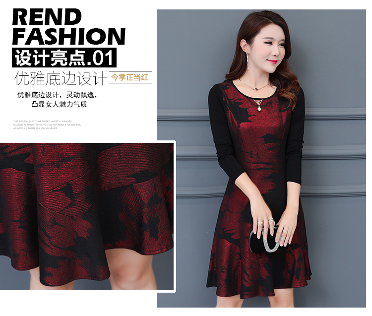 Đặc biệt hàng ngày mùa xuân và mùa thu kích thước lớn váy 30-35-40-55 tuổi mẹ trung niên váy dài tay áo kiểu nữ đẹp tuổi 40