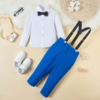 Синие подтяжки, комплект, рубашка, штаны, галстук-бабочка, 4 предмета