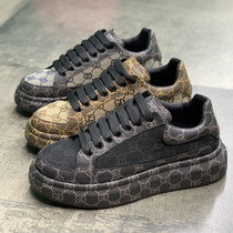 Summer new pine pastry Bottom sneakers mens fast hand tennis red heightening casual board shoes mens Korean version trendy old daddy shoes