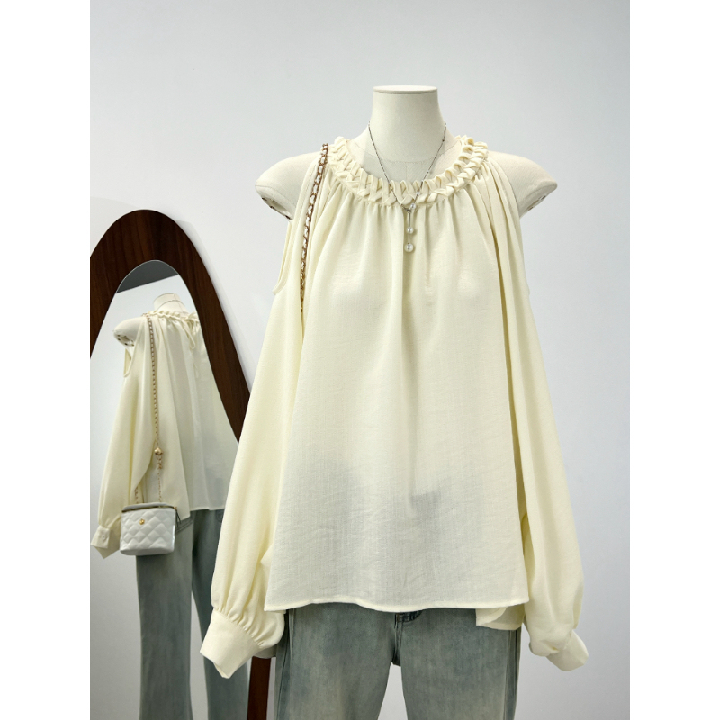 Painting Sheep Bohemian Style Off-Shoulder Shirt for Women 2026 Spring/Summer New Large Size Vacation Style Top Painting Sheep Bohemian Style Off-Shoulder Shirt for Women 2026 Spring/Summer New Large Size Vacation Style Top