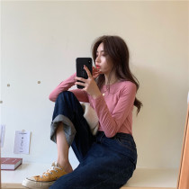 Spring base shirt women inside with 2021 new design sense niche chic Hong Kong flavor pink top female ins tide