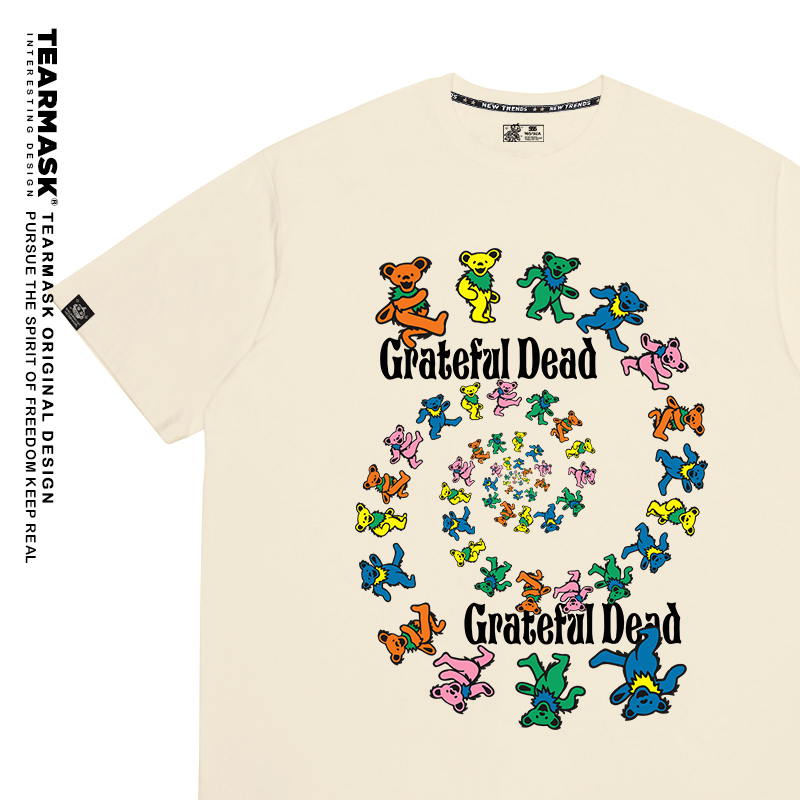 Grateful Dead Band Bear Merchandise T-Shirt American Rock Short-Sleeve Clothing Tshirt