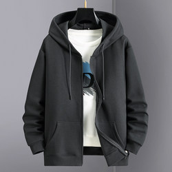 ເສື້ອເຊີດລະດູໃບໄມ້ປົ່ງແລະລະດູໃບໄມ້ຫຼົ່ນທີ່ໜາ hooded zipper men's cardigan plus size plus size pure cotton pure trendy top loose casual jacket