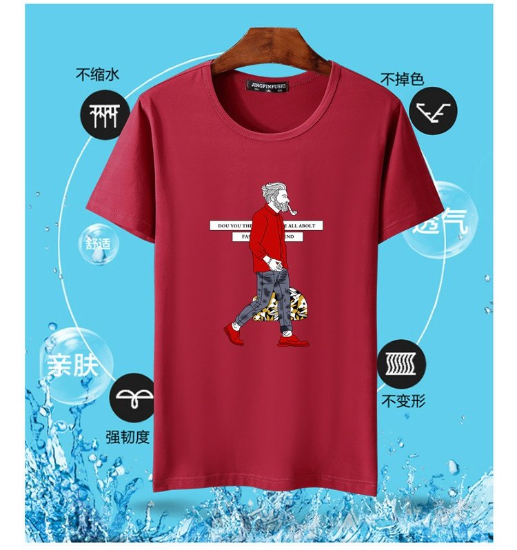 Người đàn ông mập mạp áo thun ngắn cổ tròn bằng vải cotton co giãn nửa tay mỏng cộng với phân bón XL áo thun béo áo polo