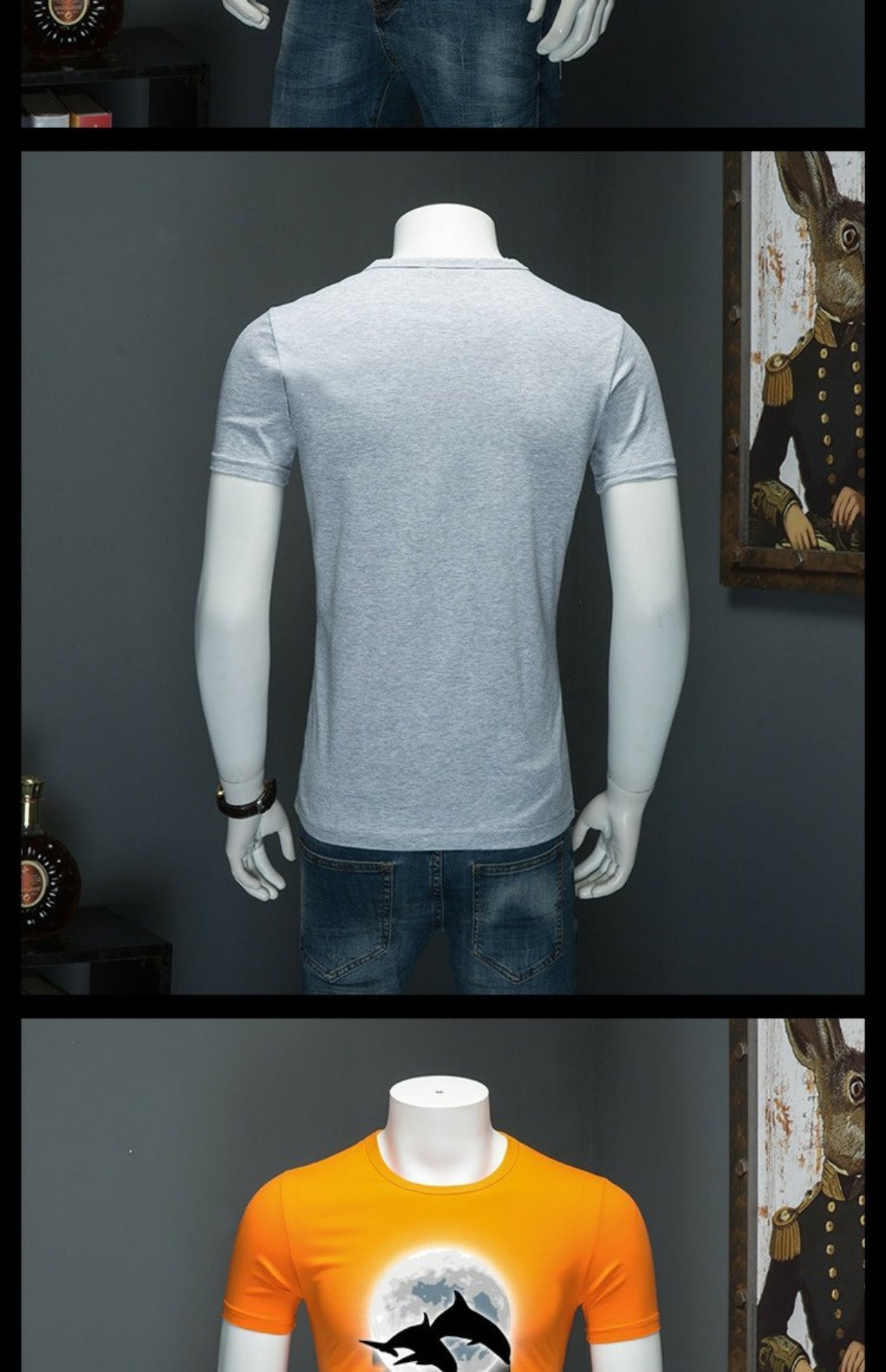 Cộng với áo thun ngắn tay nam XL chất béo Áo thun cổ tròn cotton rộng tay áo nửa phần mỏng xu hướng áo sơ mi đế rộng màu mỡ áo thun trơn