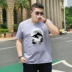 Cộng với áo thun ngắn tay nam XL chất béo Áo thun cổ tròn cotton rộng tay áo nửa phần mỏng xu hướng áo sơ mi đế rộng màu mỡ