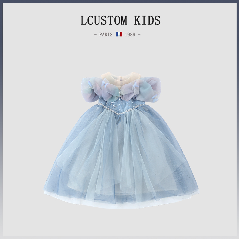 French Lcustom Classy New Girls' Dress Summer Kidsren's Cinderella Princess Dress Glowing Elsa Dress