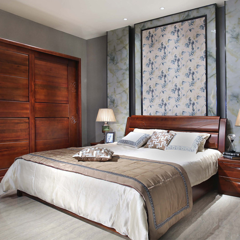 China Daily Home innate modern Chinese solid wood Nangwood Bedroom with four sets QA B01 package