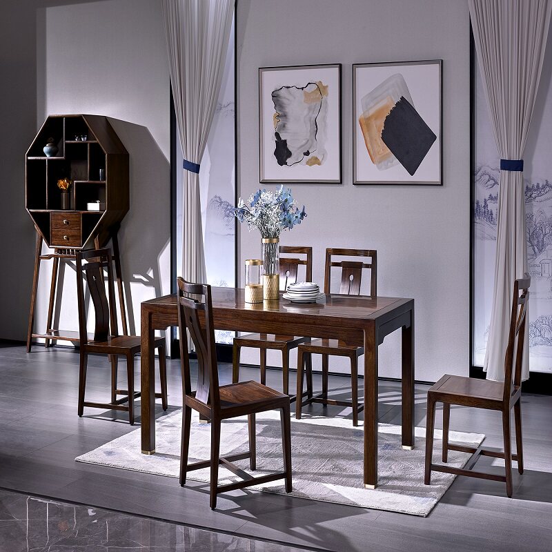 EAST HONGYE Oriental-Hiroye Modern Style Classic Jane's Dining Room Solid Wood Dining Table And Chairs Real House