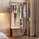 Meng Xiaoxiong Solid Wood Coat Rack, Floor-Standing Bedroom Household Dirty Laundry Basket, Storage Rack, Room Entrance Clothes Rack, Space-Saving
