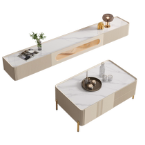 Uboni suspended slate TV cabinet simple modern living room home with sensor light coffee table TV cabinet combination