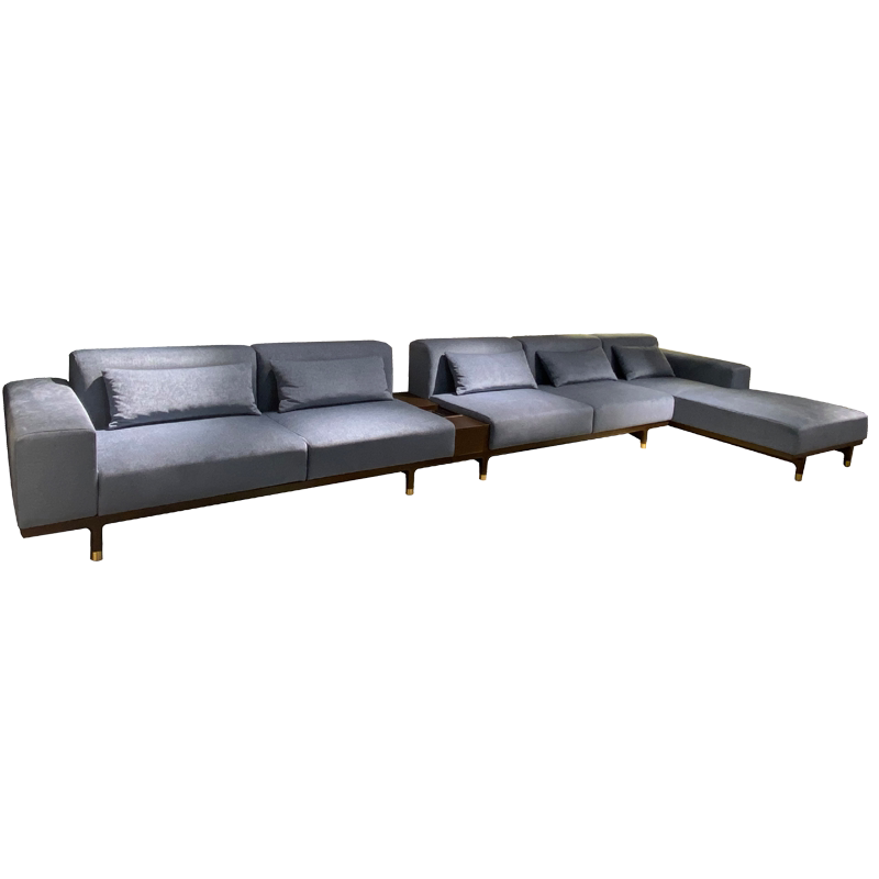 Huanes Furniture ISOLA Gotou Series minimalist modern corner sofa long tea table pure solid wood living room furniture