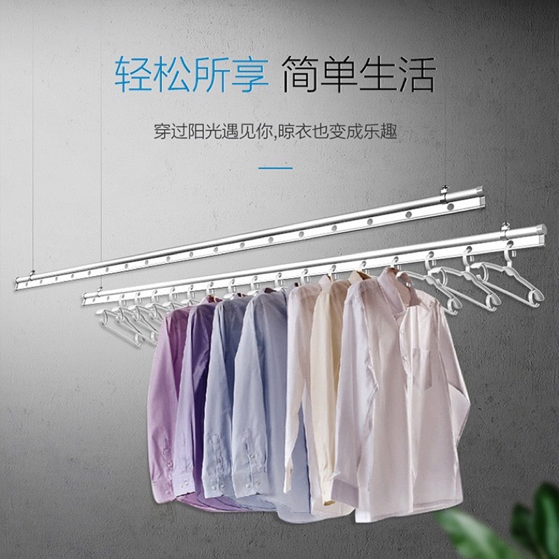 Jiumu lifting drying rack balcony hand-cranked clothes drying pole double pole indoor home manual clothes dryer drying quilt pole
