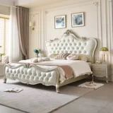 雅麦嘉 Американская легкая роскошная кровать главной спальни современная простая свадебная кровать европейская мягкая кожа