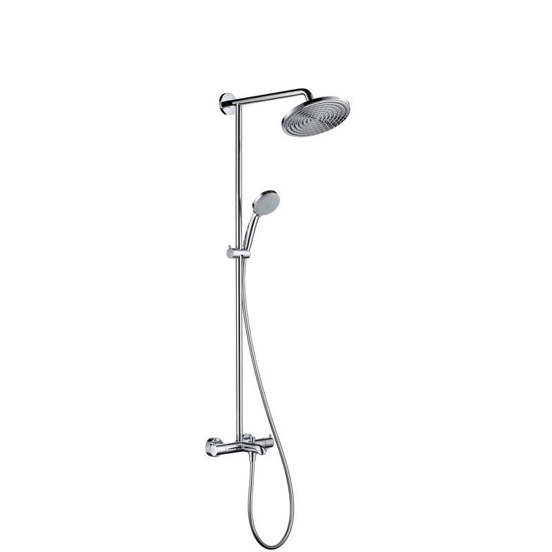 Hansgrohe flying rain 240 air injection style shower pipe with thermostatic bathtub tap 27215000