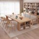 Saint Paul's Solid Wood Living Room Large Desk, Simple Modern Work Desk, Student Reading Desk, Home-Use Bookshelf Integrated Double Desk
