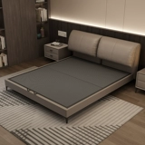 佐慕 Ушная кровать слона итальянская легкая роскошь 2025 Новая главная спальня спальня спальня двуспальная кровать сплошной дерево мягкая кожаная кровать